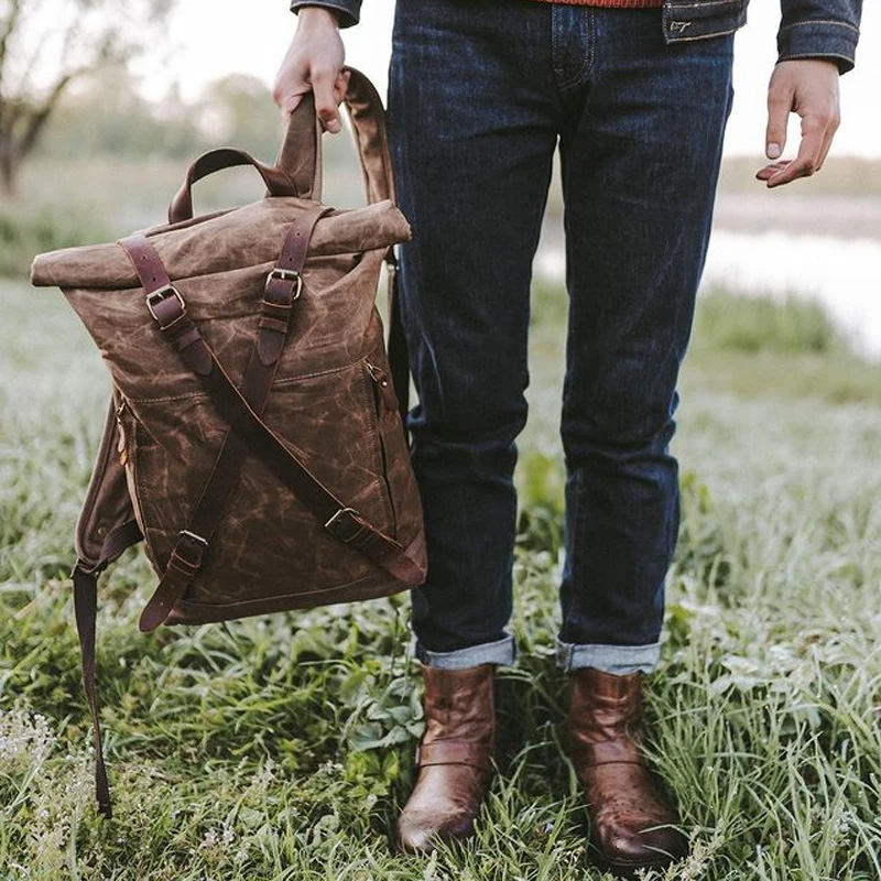 Leather Backpack Vintage - Male Backpacks Vintage Canvas Leather For