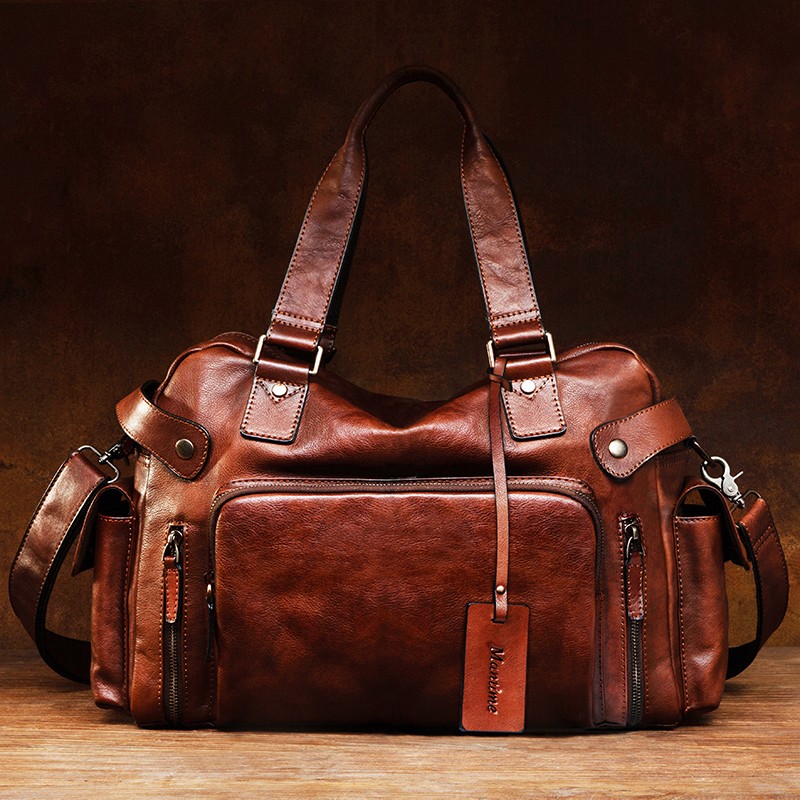 Vintage vegetable tanned leath - Canvas Backpack Casual ulasan dan harga
