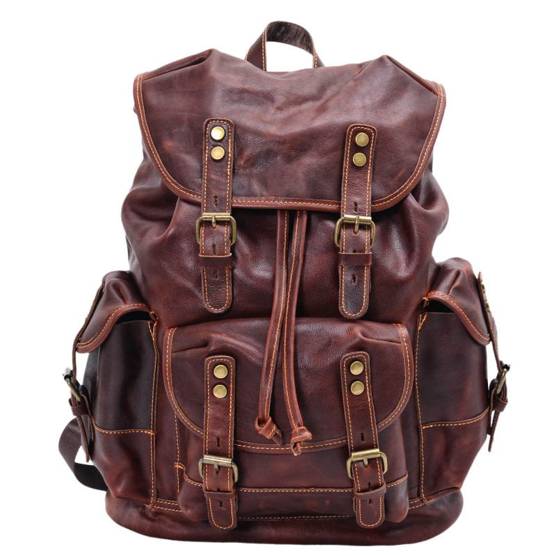 European and American vintage  - Leather Backpack Vintage ulasan dan harga